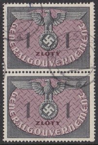 POLAND GENERAL GOVERNMENT 1940 1z fine used pair...........................P729