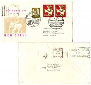 Germany 5pf Albertus Magnus and 20pf Map Showing New Railroad Link, German an...