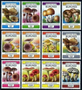 Burundi 685-694,691A,691B,MNH.Michel 1746-1755,1778-1779. Mushrooms 1992-1993.