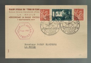 1947 France Postcard Cover La Baule Aviaton Meeting