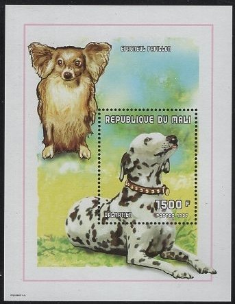 Mali 1998 MNH Sc 977 1500fr Dalmatian Souvenir sheet