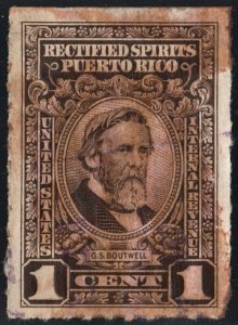 Puerto Rico #RE34 1¢ Rectified Spirits (1942) Used