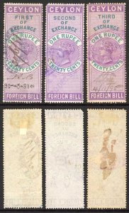 Ceylon Foreign Bill BF29 1r20 1st 2nd and 3rd Exchange