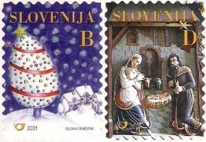 Slovenia 2001 MNH Stamps Scott 475-476 Christmas Art