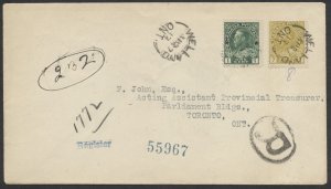 1917 Registered Cover Welland ONT to Toronto House of Assembly RPO Transit