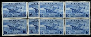 CANADA SGS13/4 1942-3 AIR STAMPS BLOCKS OF 4 MNH