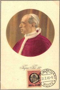 90080 -  VATICAN - Postal History -  MAXIMUM CARD -  POPE PIO XII Religion 1946