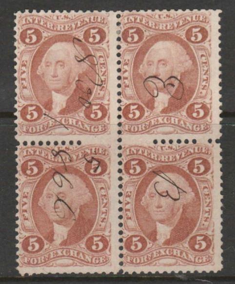 U.S. Scott #R26c Revenue Stamp - Used Block of 4