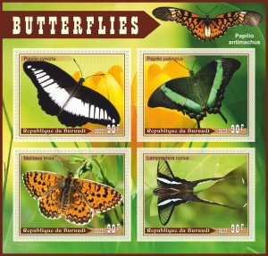 Stamps. Insects Butterflies Burundi 2022 year 1+1 sheets