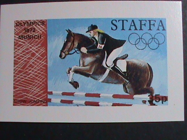 STAFFA-SCOTLAND -1972-OLYMPIC GAMES-MUNICH -SHOW JUMPING-IMPERF- MINT S/S-VF