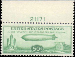 United States #C18, Complete Set, With Plate Number, 1933, Zeppalain, Never H...