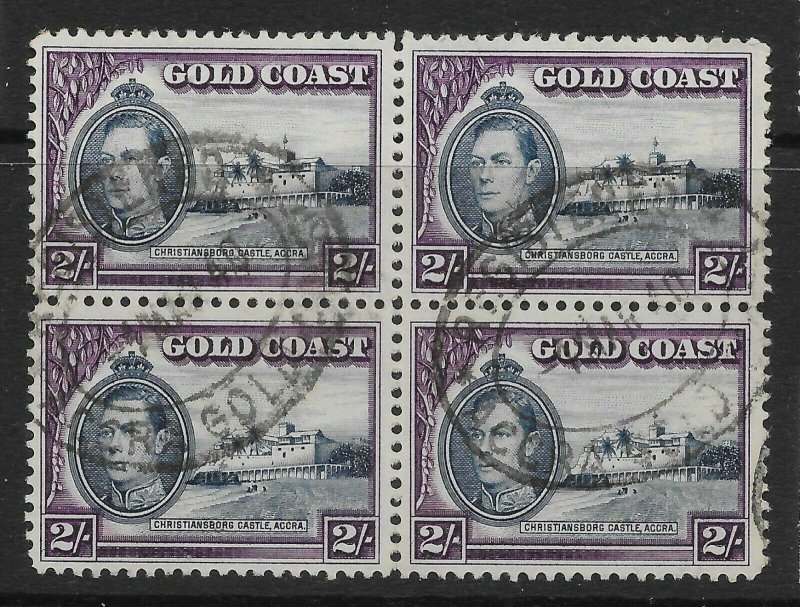 GOLD COAST SG130 1938 2/= BLUE & VIOLET USED BLK OF 4