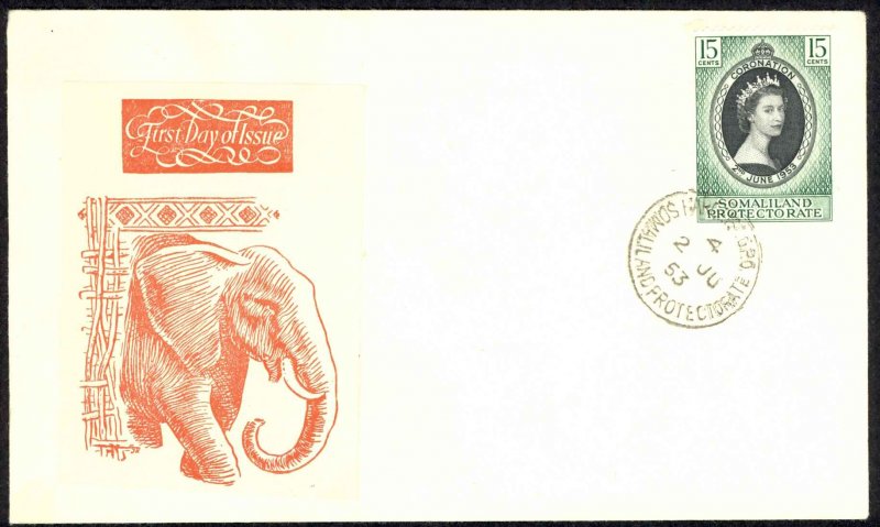 Somaliland Protectorate Sc# 127 FDC 1953 6.2 QEII Coronation