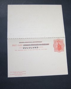 Zululand 1893 overprint Postcard double (Higgins & Gage #4 ) - SCARCE