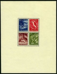 Surinam 263a, MNH-. Mi Bl.1. Armored catfish, Macaw, Armadillo, Common Iguana.