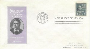 1938 Prexie FDC, #826, 21c Chester A. Arthur, Ioor