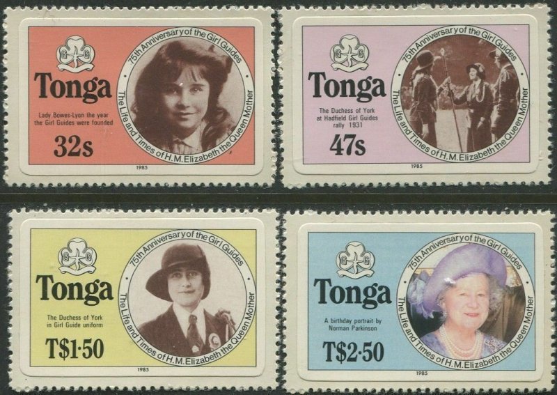 Tonga 1985 SG915A-918A Life and Times of Queen Mother die-cut set MNH