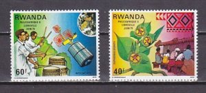 Rwanda, Scott cat. 913-914. Philexafrique II issue. Drummers & Satellite shown.