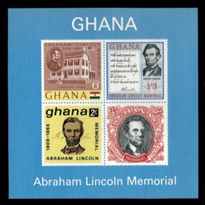 Ghana 1965 - President Abraham Lincoln - Imperf Stamp Sheet - Scott #211A - MNH