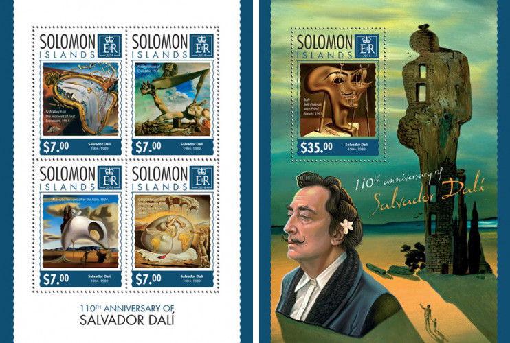 Post-Impressionism Art Salvador Dali Paintings Solomon Islands MNH stamp set