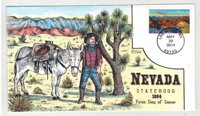 2014 COLLINS HANDPAINTED 4907 NEVADA STATEHOOD 150th ANNIV. & GOLD MINER