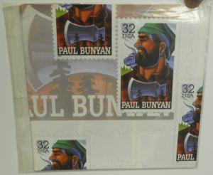 US USA Sc# 3084 Paul Bunyan on Wrapping Paper