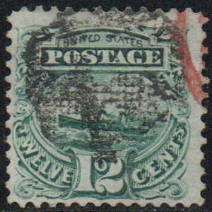 USA #117 VF, cork and red cancel, neat piece! Retails $130