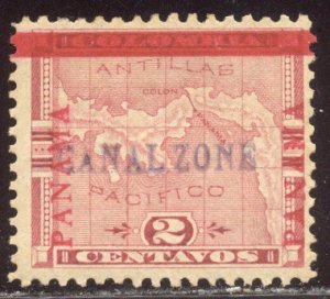 CANAL ZONE #1 var Mint w/ Cert - 1904 2c Rose, Inverted N