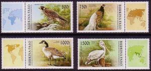 Burkina Faso Birds with labels MI#1406-1409