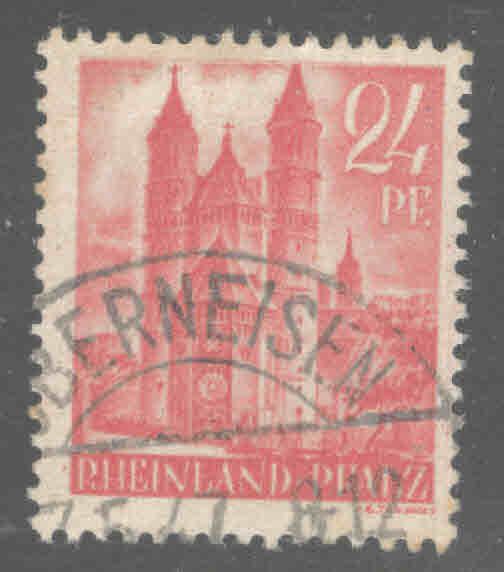 Germany Rhineland Palantine Scott 6N8 Used Cathedral at Worms 1947