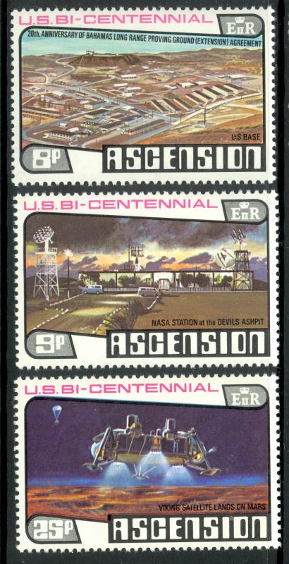 ASCENSION 1976 US BICENTENNIAL / SPACE Set Sc 215-217 MNH