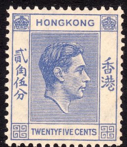 1938 - 1952 Hong Kong KGVI 25¢ issue MNH Sc# 160 CV $23.20