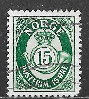 Norway 308: 15o Posthorn, used, F-VF