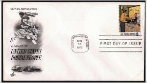 SC#1489 8¢ Postal Employees FDC: Art Craft (1973)