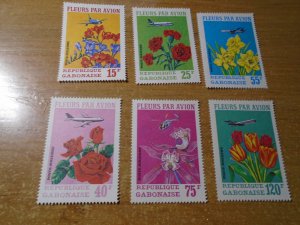 Gabon  #  C109-11  MNH    Flowers / Airplane