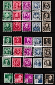 U.S. # 859-893, Famous Americans - Complete Set, Most are NH, 1/2 Cat.