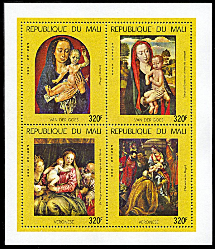 Mali 1070, MNH, Madonna and Child Paintings, miniature sheet