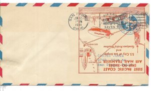 NN 593 AVIATION UNITED STATES FIRST PACIFIC COST SHIP TO SHORE AIR MAIL TRANSFER