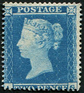 GB 1854 2d blue sg20 plate 4 AG first repair pale-blue fresh m/mint Spec F1/2h