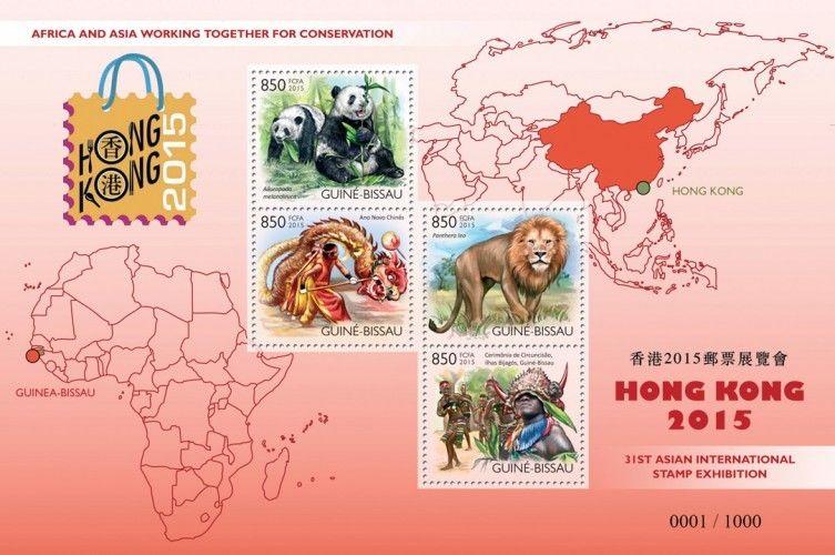 Pandas Bears Bären Stamps Hong Kong Fauna Animals Guinea-Bissau MNH stamp set