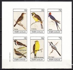 Staffa Scotland Local, 1982 issue. Various Birds, IMPERF sheet of 6.