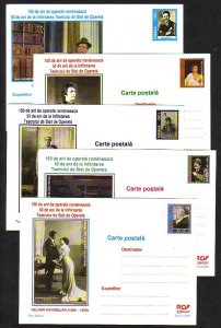 Romania, 2001 issue. 071-075/2001. Operettas on 5 Postal Cards.