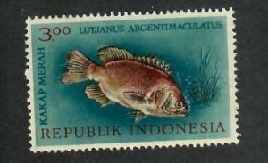 Indonesia;  Scott 591; 1963; Unused; NH; Fish