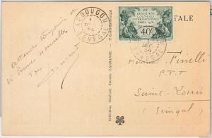 SENEGAL -  POSTAL HISTORY:  COLONIAL EXPO stamp on POSTCARD: KEDOUGOU 1934