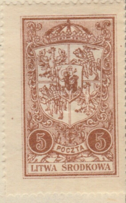 Central Lithuania Mittellitauen Lituanie Lituania 1921 5m MH* A8P11F123