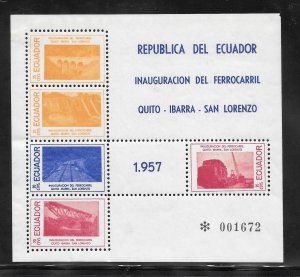 Ecuador #618 Disturbed Gum SAN LORENZO RAILROAD Souvenir Sheet (12873)