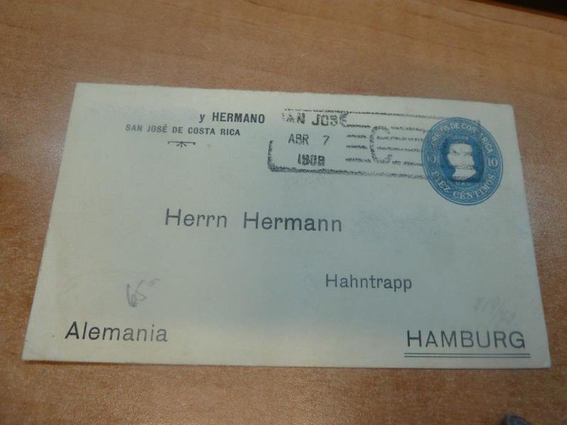 Costa Rica PSE 10c 1908 to Hamburg Germany