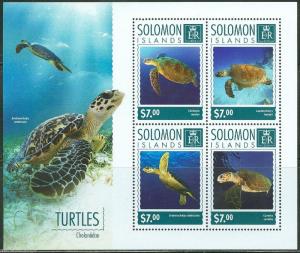 SOLOMON ISLANDS 2014 TURTLES  SHEET  PERFORATED MINT NH