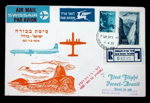 ISRAEL First Flight SR 460 Rio De Janeiro 4-11-1957 Sc #C14