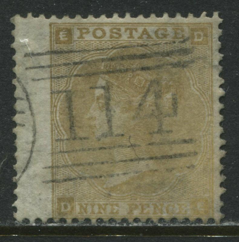 Nice 1862 9d straw DE with choice Scots Dundee numeral 114